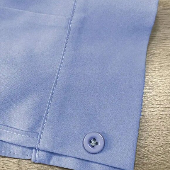 Blue Casual Women's Solid Color Drop Shoulder Long Sleeve Shirt - Picture 5 of 5